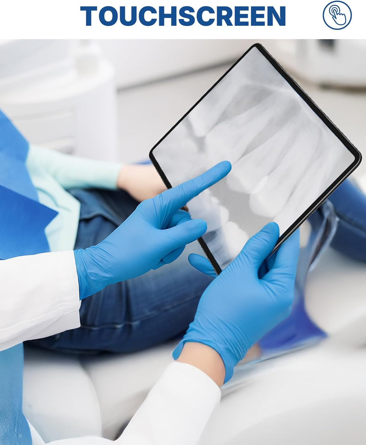 Blue Vinyl Synthetic Exam Gloves, Medium, Box of 100, 4-Mil, Powder-Free, Latex-Free, Non-Sterile, Disposable Gloves