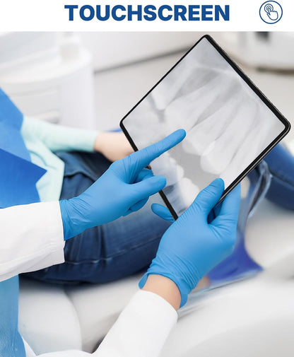 Blue Vinyl Synthetic Exam Gloves, Medium, Box of 100, 4-Mil, Powder-Free, Latex-Free, Non-Sterile, Disposable Gloves