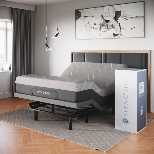 Queen Adjustable Bed Base Frame + 10” Luxury Cool Gel Memory Foam Mattress, Head up Foot Up, USB Ports, Zero Gravity, Interactive Dual Massage, Wireless, Classic (Queen)