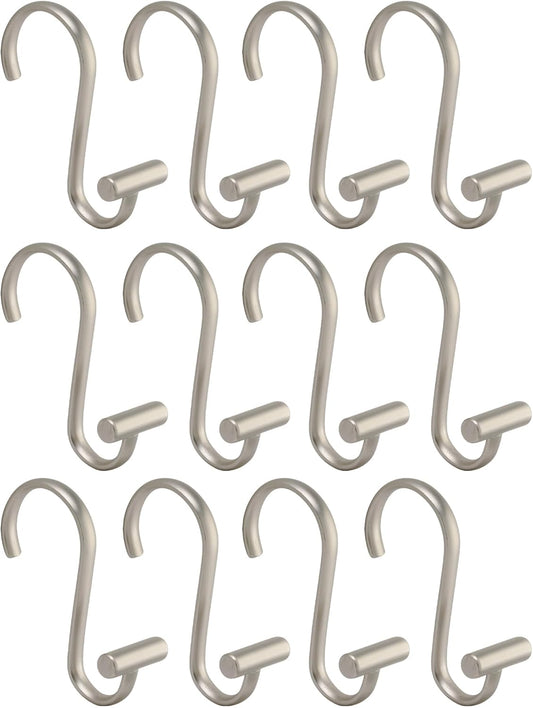 76752 Metal T-Bar Shower Curtain Hooks Rust Resistant Rings for Kid'S, Guest, Master Bathroom, 1" X 1.75" X 2.75", Set of 12, Satin