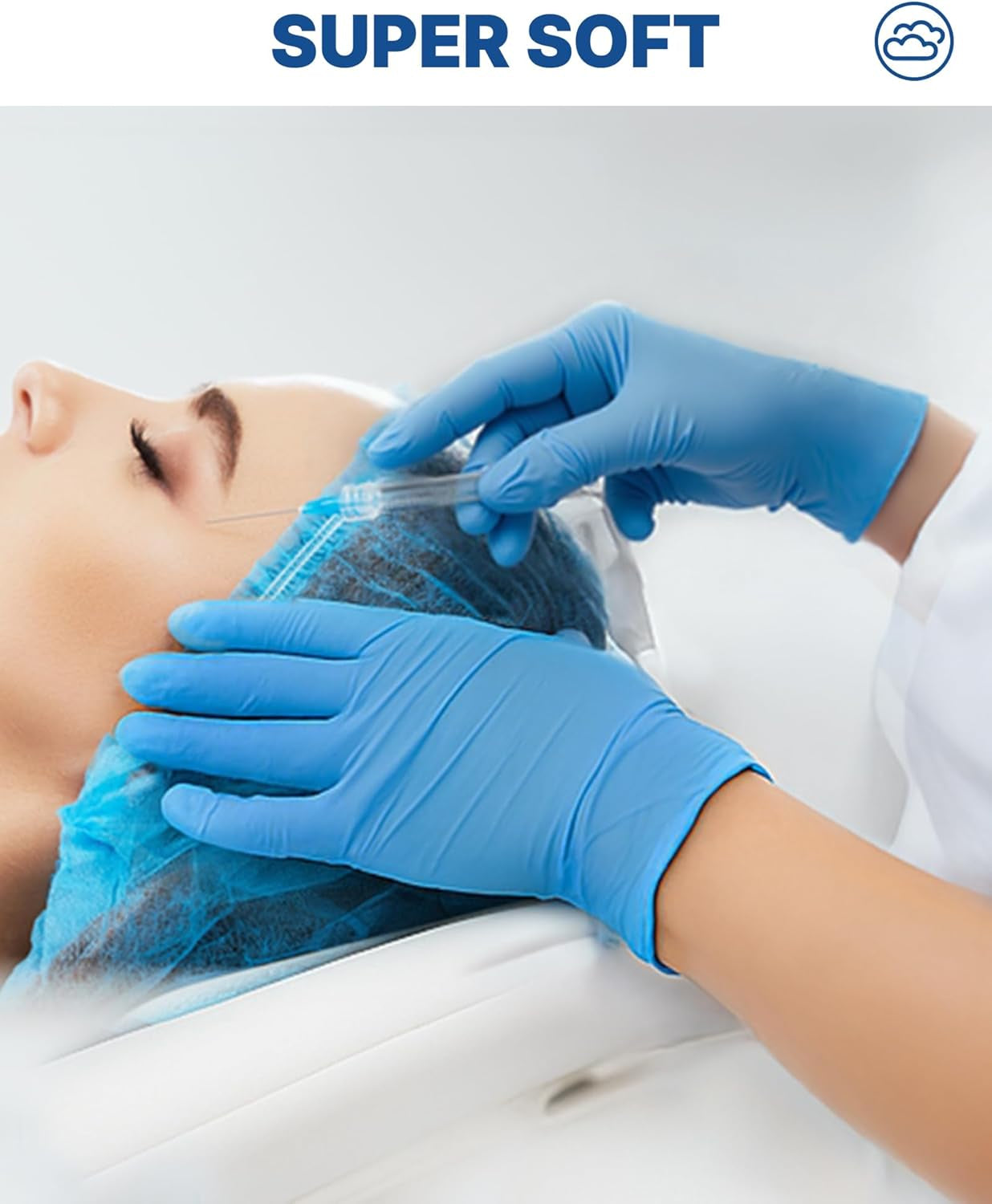 Blue Vinyl Synthetic Exam Gloves, Medium, Box of 100, 4-Mil, Powder-Free, Latex-Free, Non-Sterile, Disposable Gloves