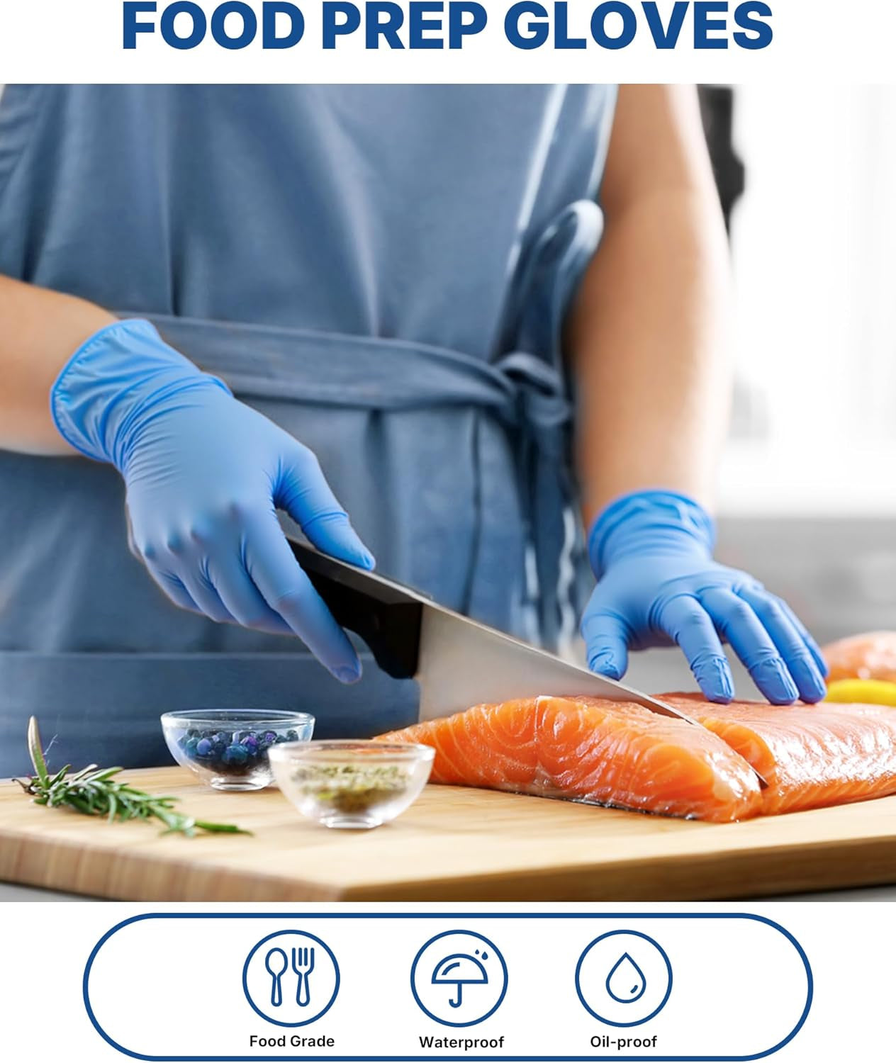 Blue Vinyl Synthetic Exam Gloves, Medium, Box of 100, 4-Mil, Powder-Free, Latex-Free, Non-Sterile, Disposable Gloves